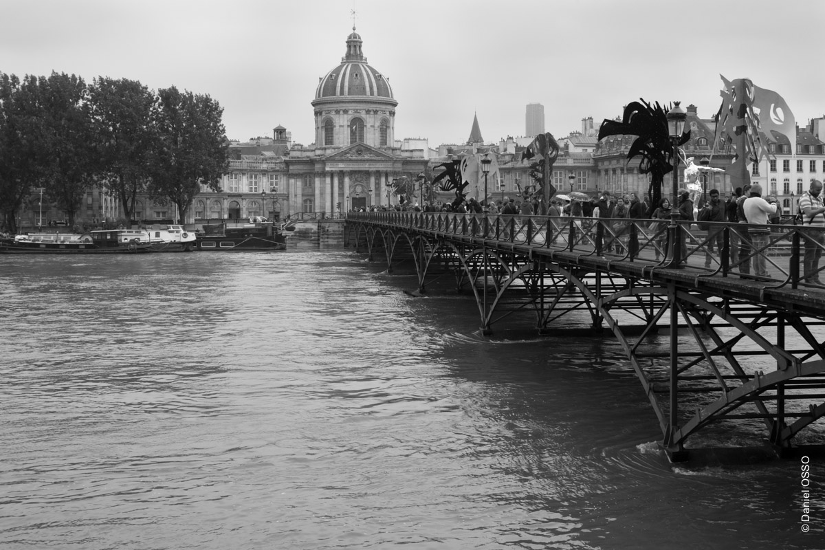 Paris, crue de la Seine - juin 2016 - Le Pont des Arts et l'Institut de France.